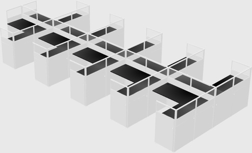 Shared l-shaped cubicle