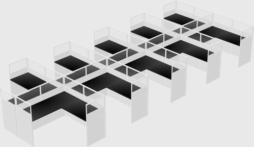 Shared l-shaped cubicle