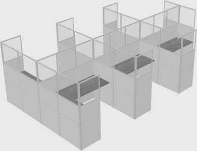 Shared l-shaped cubicle