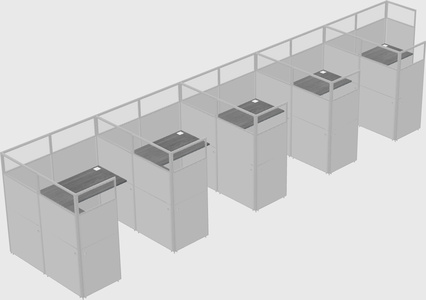 Shared l-shaped cubicle