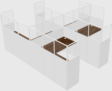 Shared l-shaped cubicle