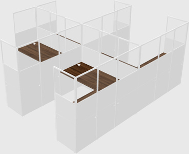 Shared l-shaped cubicle