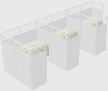 Shared l-shaped cubicle