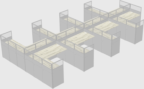 Shared l-shaped cubicle