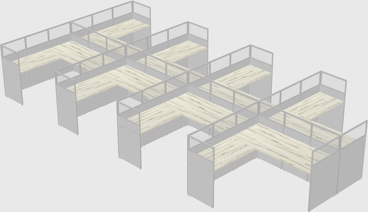 Shared l-shaped cubicle