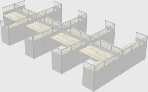 Shared l-shaped cubicle