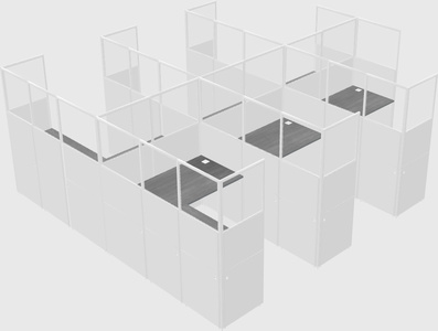 Shared l-shaped cubicle