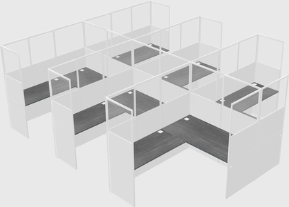 Shared l-shaped cubicle
