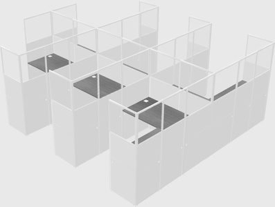 Shared l-shaped cubicle