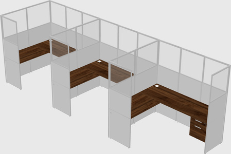 Shared l-shaped cubicle