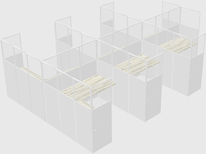 Shared l-shaped cubicle