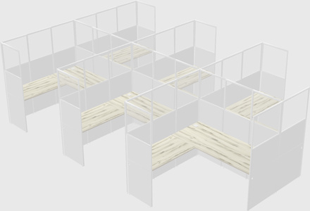 Shared l-shaped cubicle