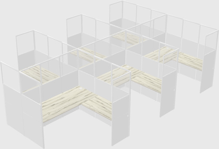 Shared l-shaped cubicle