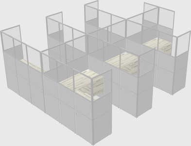 Shared l-shaped cubicle