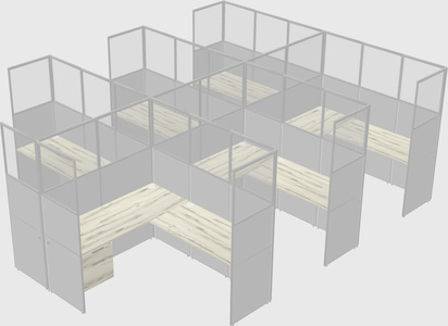 Shared l-shaped cubicle