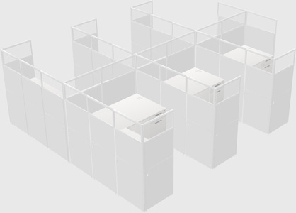 Shared l-shaped cubicle