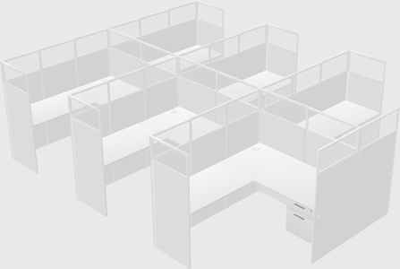 Shared l-shaped cubicle