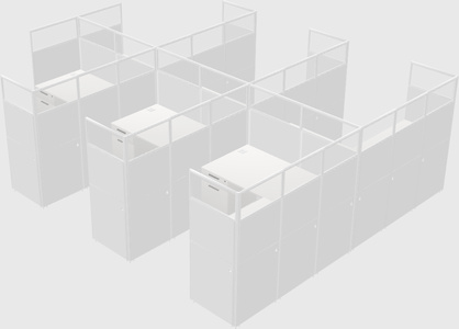 Shared l-shaped cubicle