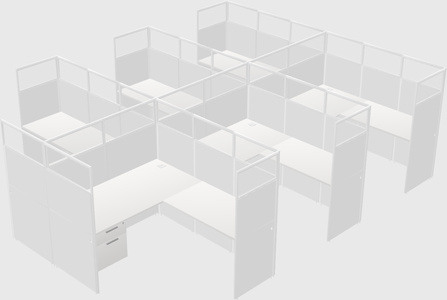 Shared l-shaped cubicle