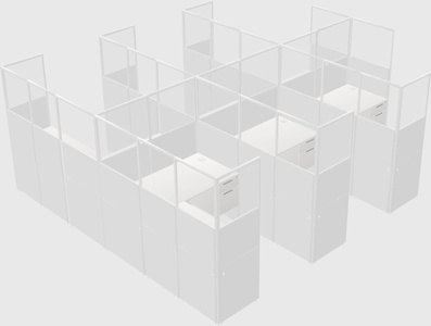 Shared l-shaped cubicle