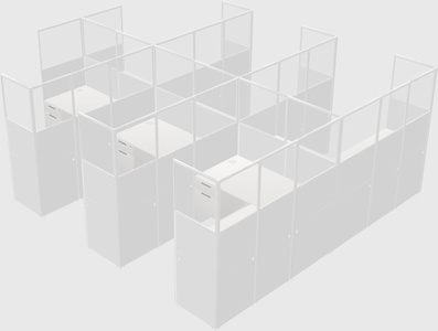 Shared l-shaped cubicle