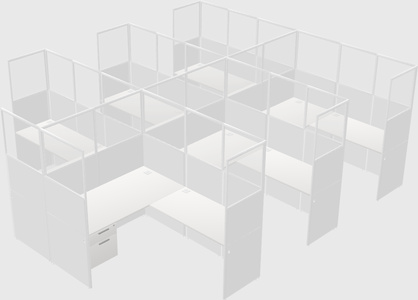 Shared l-shaped cubicle