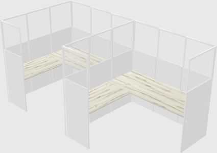 Shared l-shaped cubicle