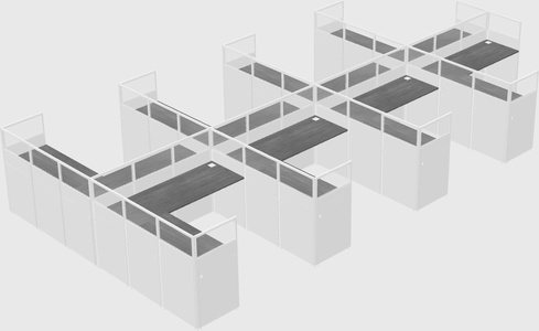 Shared l-shaped cubicle