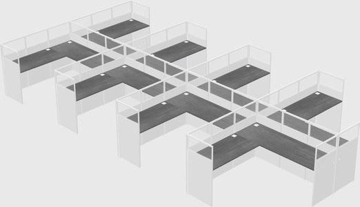 Shared l-shaped cubicle