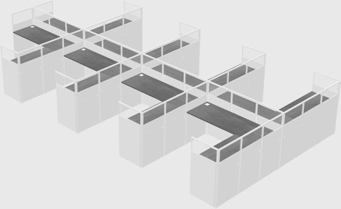 Shared l-shaped cubicle