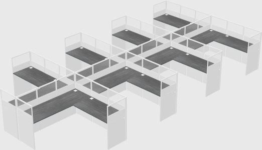 Shared l-shaped cubicle