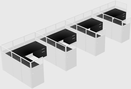 Shared l-shaped cubicle