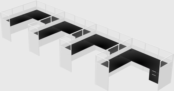 Shared l-shaped cubicle