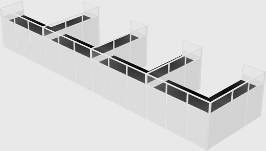 Shared l-shaped cubicle