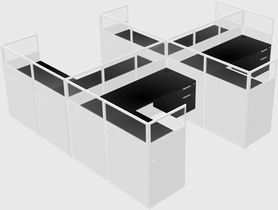 Shared l-shaped cubicle