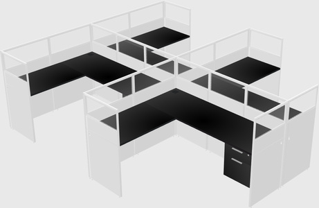 Shared l-shaped cubicle