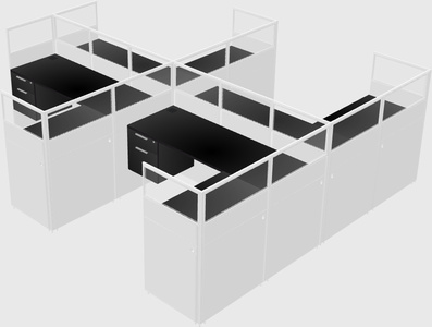 Shared l-shaped cubicle