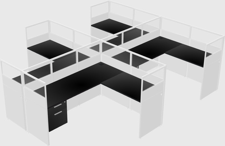 Shared l-shaped cubicle