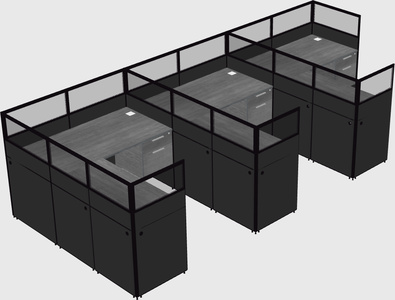 Shared l-shaped cubicle
