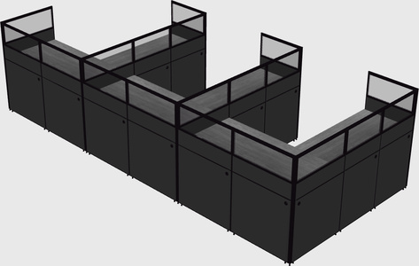 Shared l-shaped cubicle