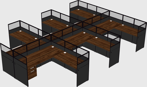 Shared l-shaped cubicle