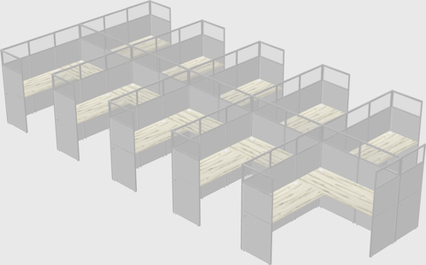 Shared l-shaped cubicle