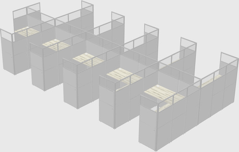 Shared l-shaped cubicle