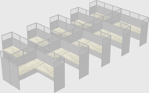 Shared l-shaped cubicle