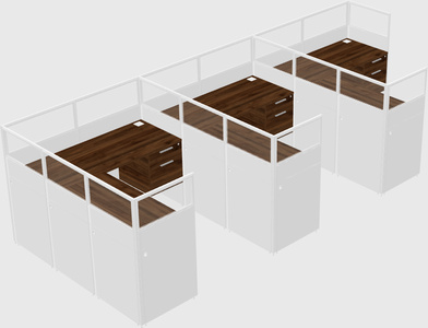 Shared l-shaped cubicle