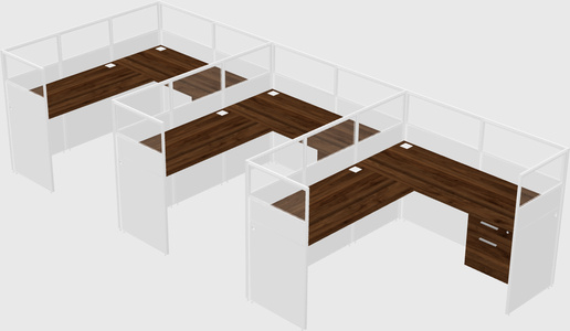 Shared l-shaped cubicle