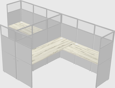 Shared l-shaped cubicle