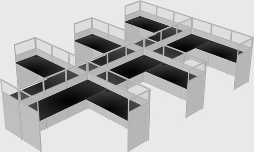 Shared l-shaped cubicle