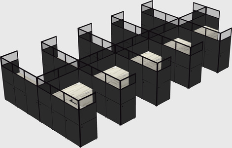 Shared l-shaped cubicle