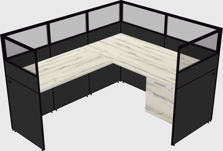 Shared l-shaped cubicle